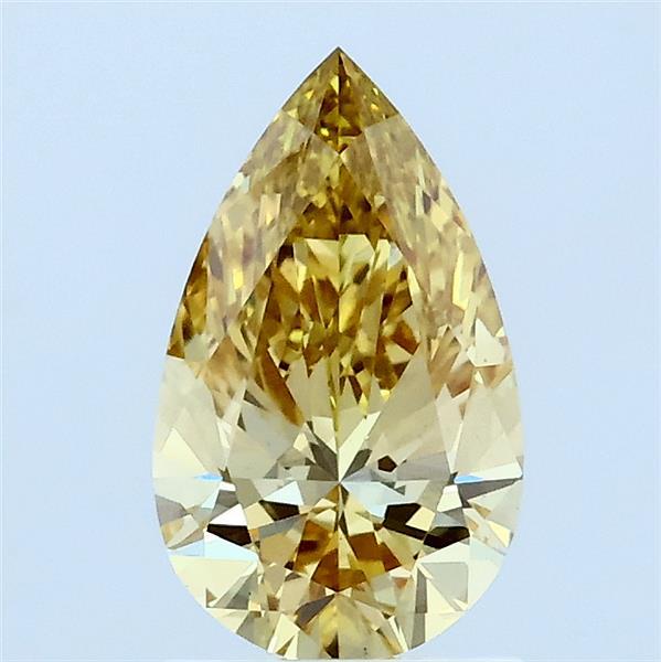 1.01 Carat Pear Lab Grown Diamond, Fancy Intense Yellow Color, VS1 Clarity
