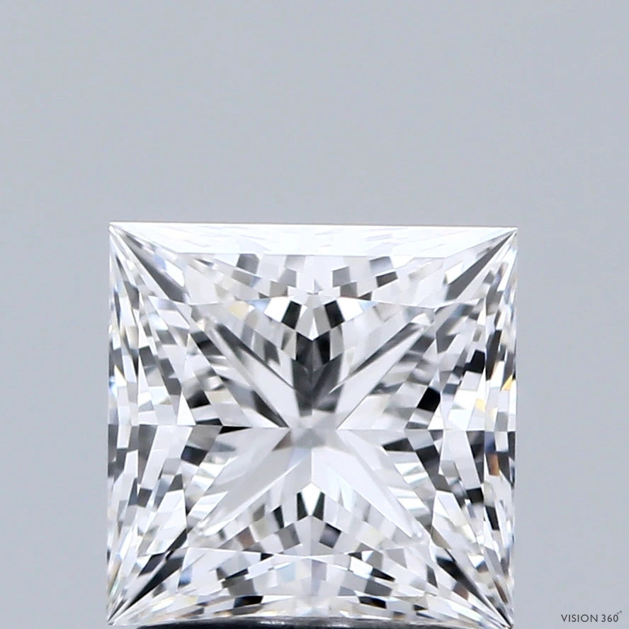 2.02 Carat Princess Lab Grown Diamond, Excellent Cut, E Color, VVS2 Clarity