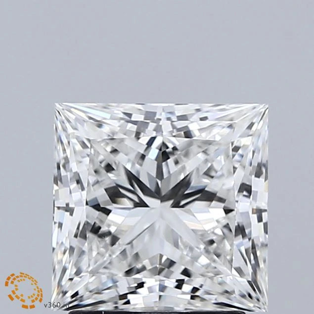 2.06 Carat Princess Lab Grown Diamond, Excellent Polish, E Color, VVS2 Clarity
