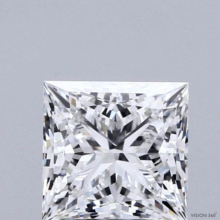 2.31 Carat Princess Lab Grown Diamond, Excellent Polish, E Color, VVS2 Clarity