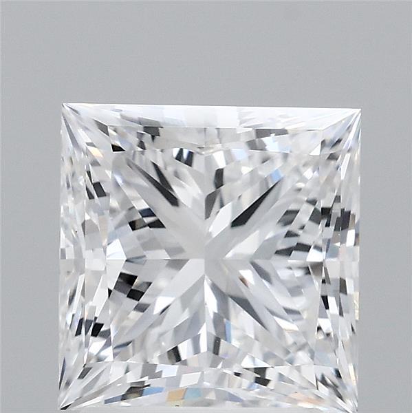 2.67 Carat Princess Lab Grown Diamond, Excellent Polish, D Color, VS1 Clarity