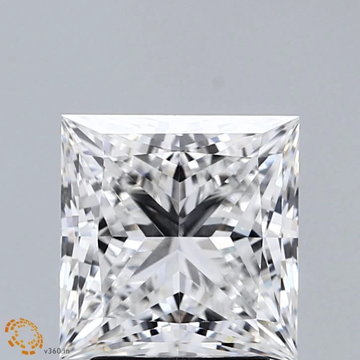 3.07 Carat Princess Lab Grown Diamond, Excellent Polish, E Color, VVS2 Clarity