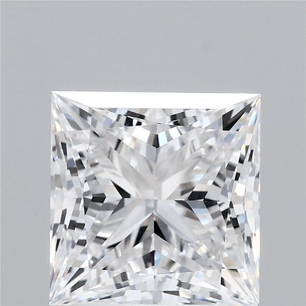 3.27 Carat Princess Lab Grown Diamond, Excellent Polish, D Color, VVS2 Clarity