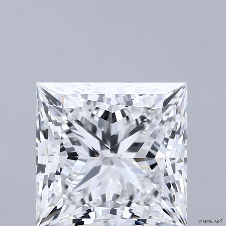 3.28 Carat Princess Lab Grown Diamond, Excellent Polish, E Color, VVS2 Clarity