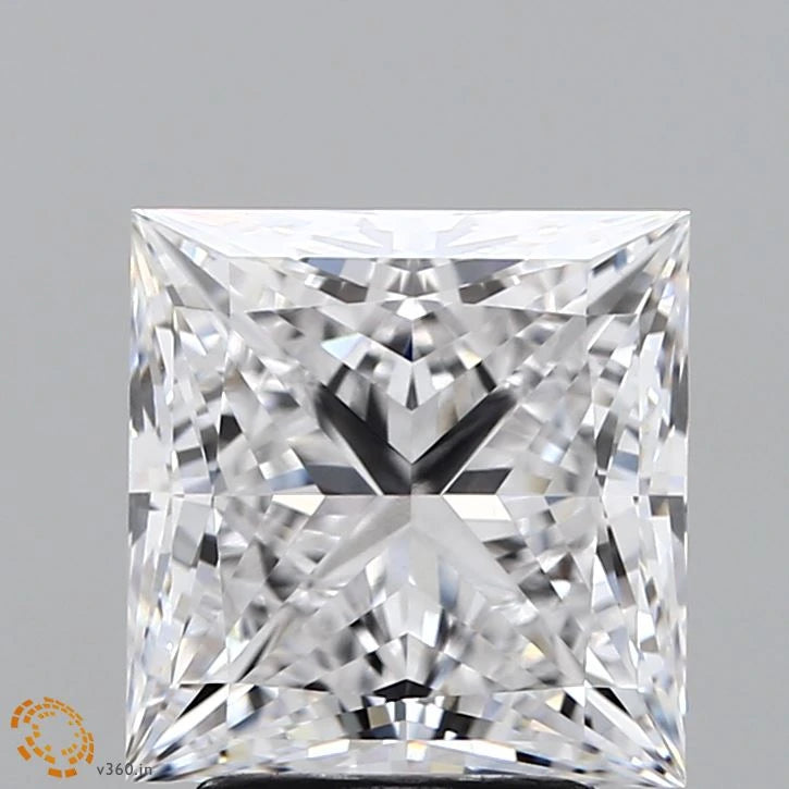 3.39 Carat Princess Lab Grown Diamond, Excellent Polish, F Color, VVS2 Clarity