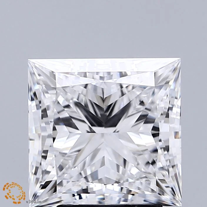 3.53 Carat Princess Lab Grown Diamond, Excellent Polish, D Color, VVS2 Clarity