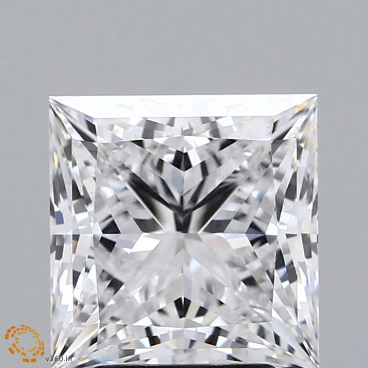 3.62 Carat Princess Lab Grown Diamond, Excellent Polish, D Color, VS1 Clarity