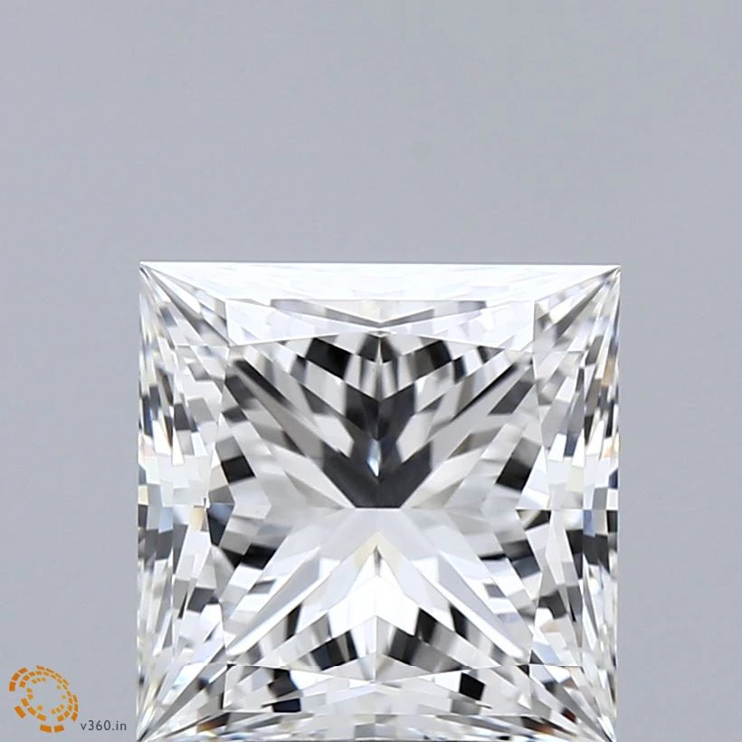 3.64 Carat Princess Lab Grown Diamond, Excellent Polish, F Color, VVS2 Clarity