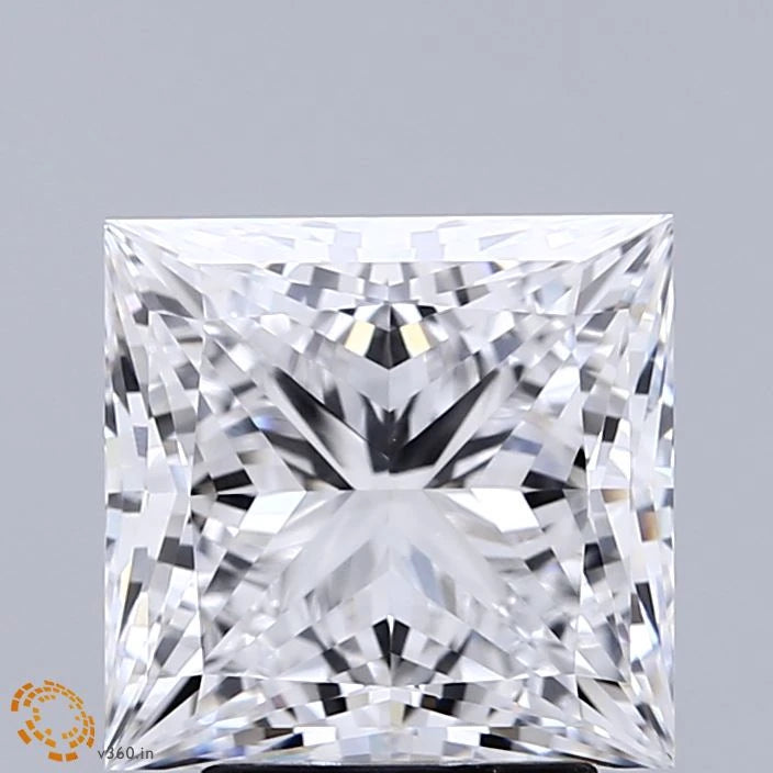 3.66 Carat Princess Lab Grown Diamond, Excellent Polish, D Color, VS1 Clarity