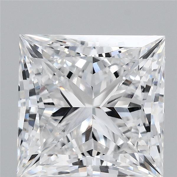 4.03 Carat Princess Lab Grown Diamond, Excellent Polish, D Color, VVS2 Clarity