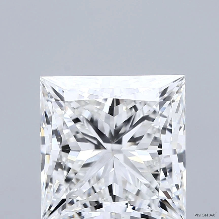 4.66 Carat Princess Lab Grown Diamond, Excellent Polish, F Color, VVS2 Clarity