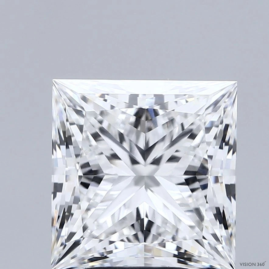 5.13 Carat Princess Lab Grown Diamond, Excellent Polish, E Color, VVS2 Clarity