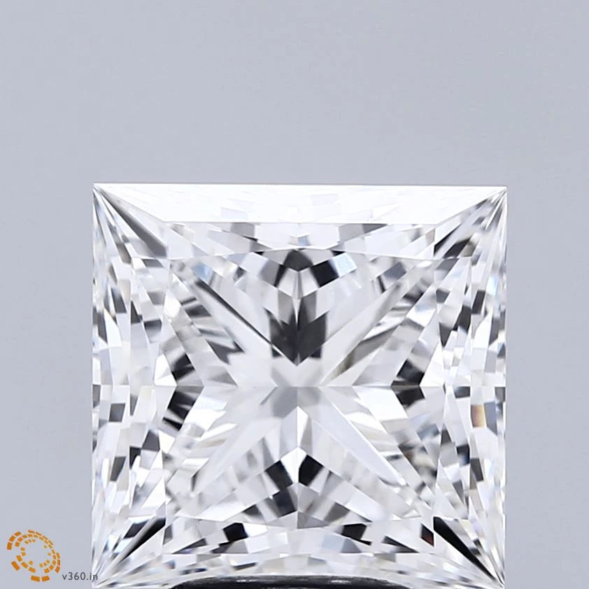 5.19 Carat Princess Lab Grown Diamond, Excellent Polish, E Color, VVS2 Clarity
