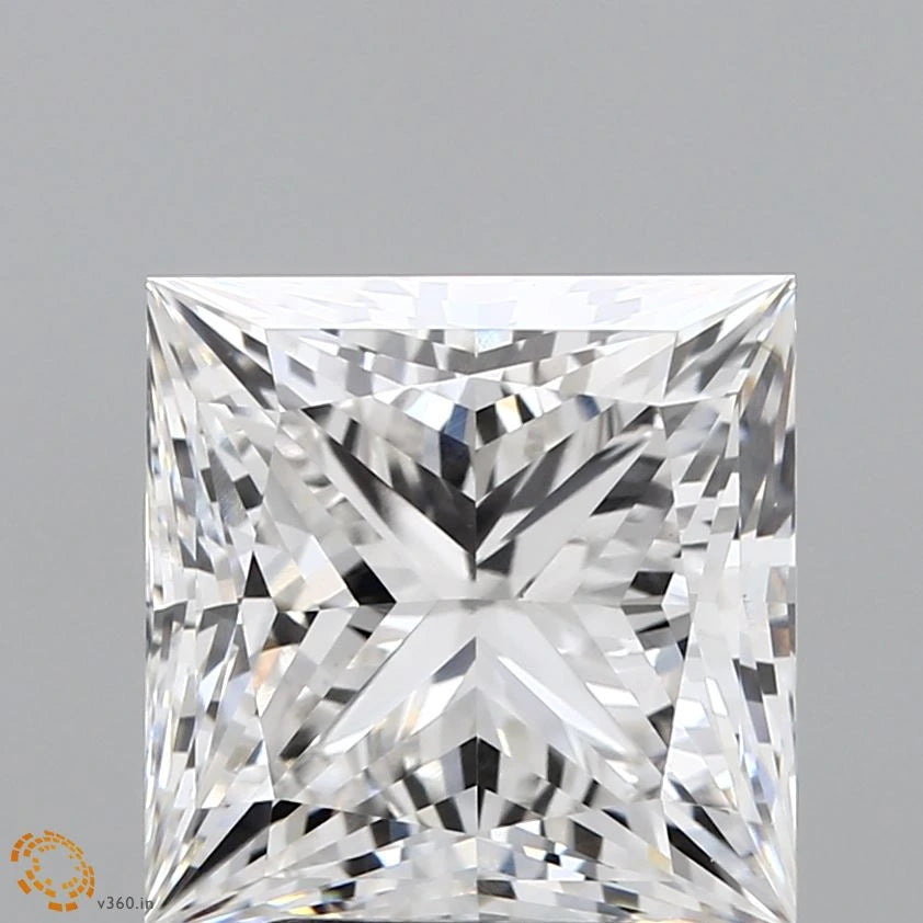 5.27 Carat Princess Lab Grown Diamond, Excellent Polish, G Color, VVS2 Clarity