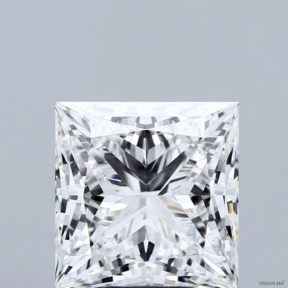 5.35 Carat Princess Lab Grown Diamond, Excellent Polish, E Color, VVS2 Clarity
