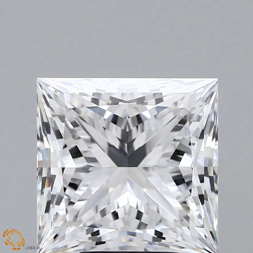 5.45 Carat Princess Lab Grown Diamond, Excellent Polish, E Color, VS1 Clarity