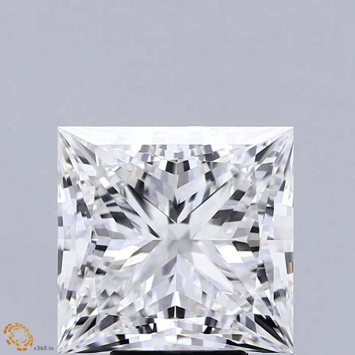 6.19 Carat Princess Lab Grown Diamond, Excellent Polish, E Color, VVS2 Clarity