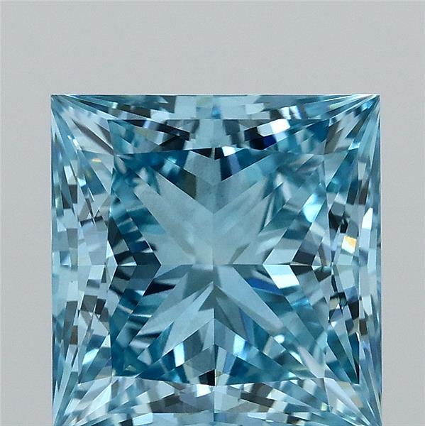 2.06 Carat Princess Lab Grown Diamond, Fancy Vivid Blue Color, VS2 Clarity