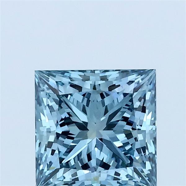 1.06 Carat Princess Lab Grown Diamond, Fancy Intense Blue Color, VS1 Clarity