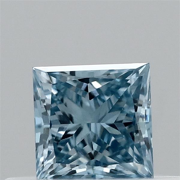 0.34 Carat Princess Lab Grown Diamond, Fancy Vivid Blue Color, VVS2 Clarity