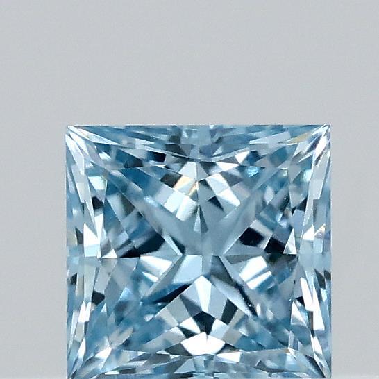 0.30 Carat Princess Lab Grown Diamond, Fancy Vivid Blue Color, VVS1 Clarity