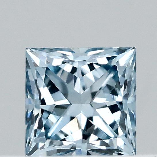 0.32 Carat Princess Lab Grown Diamond, Fancy Vivid Blue Color, VVS1 Clarity