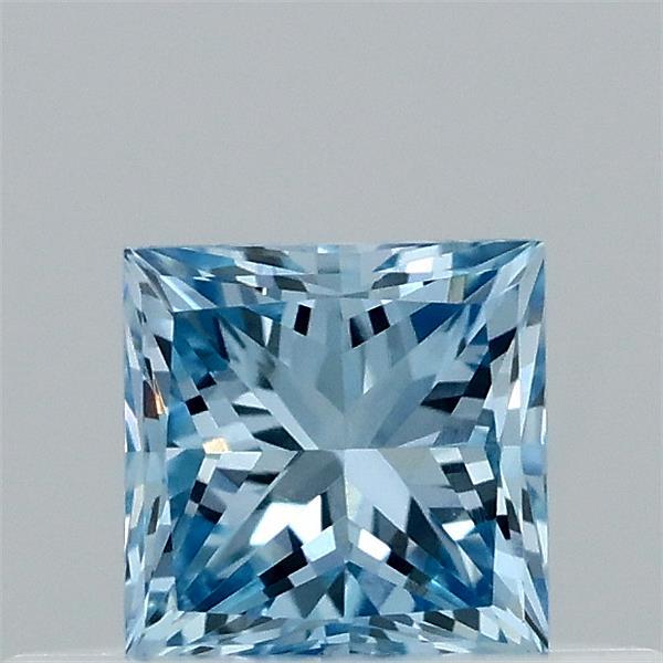 0.35 Carat Princess Lab Grown Diamond, Fancy Vivid Blue Color, VVS2 Clarity