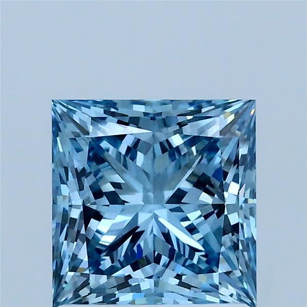 1.53 Carat Princess Lab Grown Diamond, Fancy Vivid Blue Color, VS1 Clarity