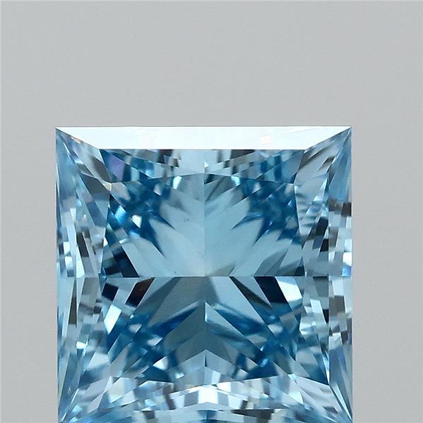 1.63 Carat Princess Lab Grown Diamond, Fancy Vivid Blue Color, VS1 Clarity