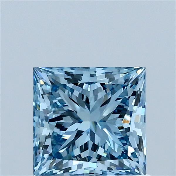 1.00 Carat Princess Lab Grown Diamond, Fancy Vivid Blue Color, VS1 Clarity