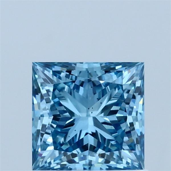 1.03 Carat Princess Lab Grown Diamond, Fancy Vivid Blue Color, VS2 Clarity