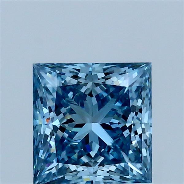 1.02 Carat Princess Lab Grown Diamond, Fancy Vivid Blue Color, VS1 Clarity