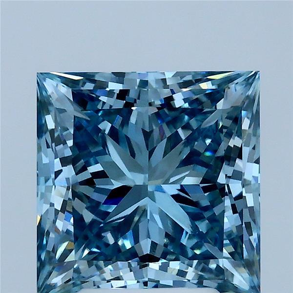 3.50 Carat Princess Lab Grown Diamond, Fancy Vivid Blue Color, VS1 Clarity
