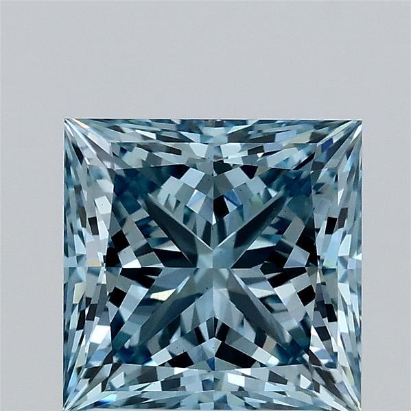 2.24 Carat Princess Lab Grown Diamond, Fancy Vivid Blue Color, VS1 Clarity
