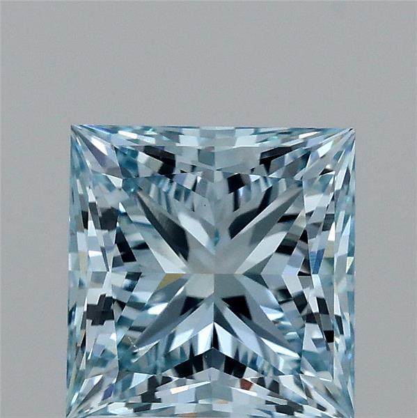 2.05 Carat Princess Lab Grown Diamond, Fancy Intense Blue Color, VVS2 Clarity
