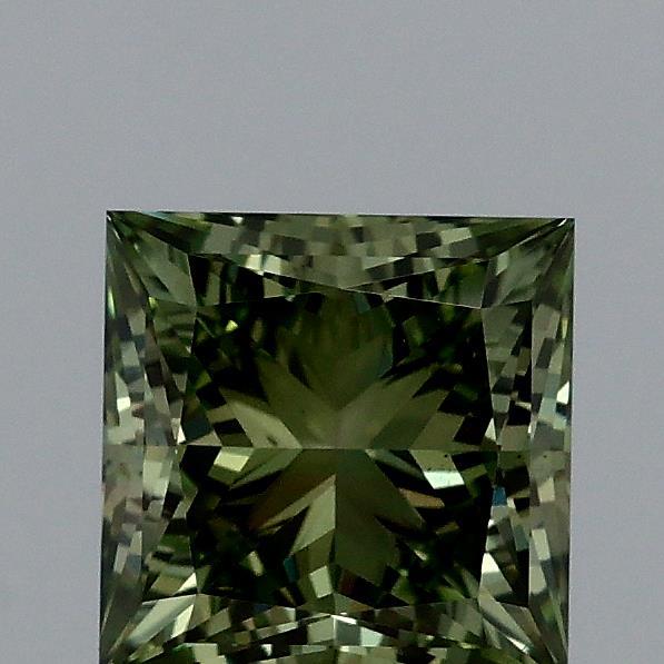 1.01 Carat Princess Lab Grown Diamond, Fancy Vivid Green Color, VS2 Clarity