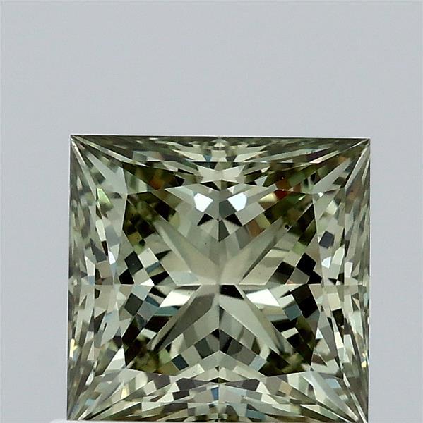 0.91 Carat Princess Lab Grown Diamond, Fancy Intense Green Color, VS1 Clarity