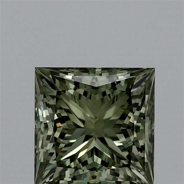 1.10 Carat Princess Lab Grown Diamond, Fancy Vivid Green Color, VS1 Clarity