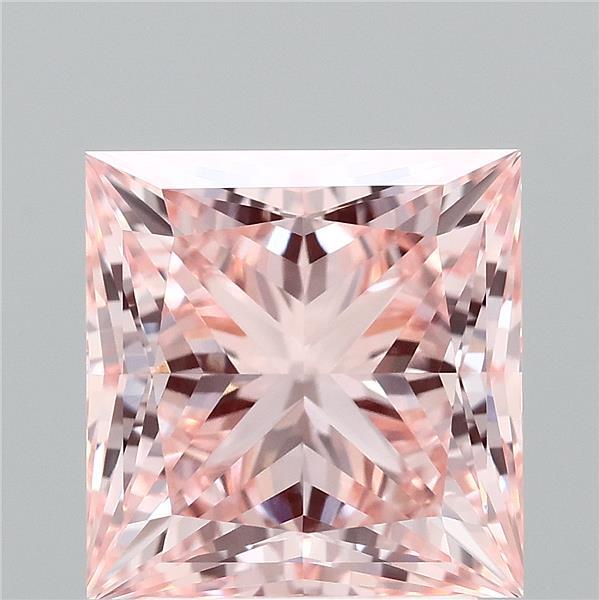 2.76 Carat Princess Lab Grown Diamond, Fancy Vivid Pink Color, VVS2 Clarity