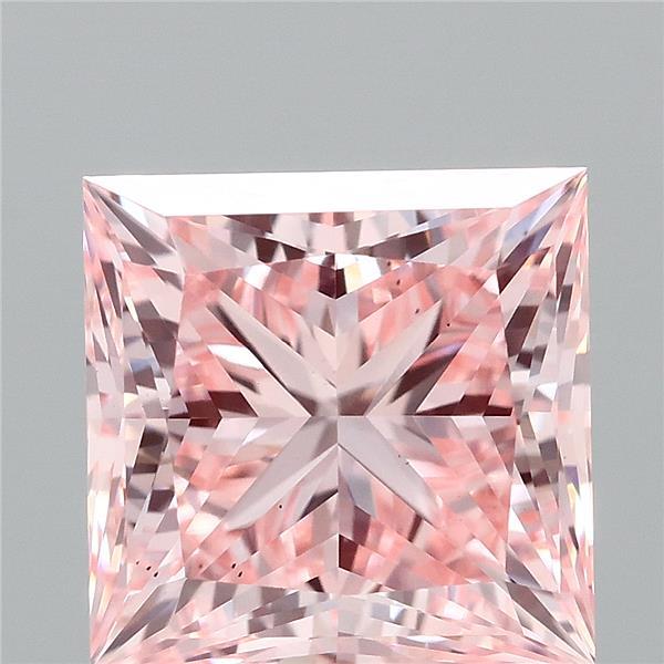 2.54 Carat Princess Lab Grown Diamond, Fancy Intense Pink Color, VS2 Clarity