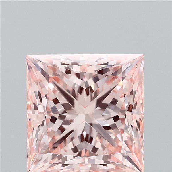 2.59 Carat Princess Lab Grown Diamond, Fancy Intense Pink Color, VS1 Clarity