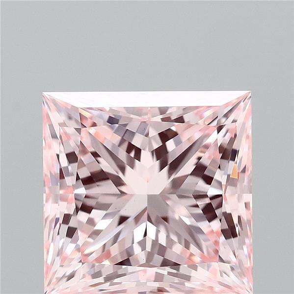 2.40 Carat Princess Lab Grown Diamond, Fancy Intense Pink Color, VS1 Clarity