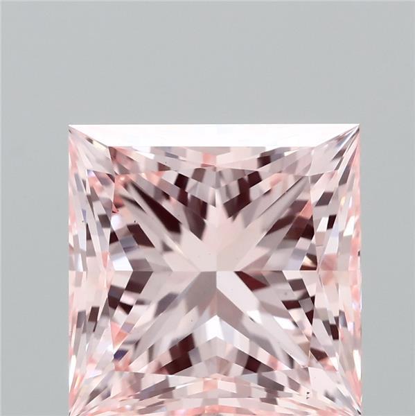 2.53 Carat Princess Lab Grown Diamond, Fancy Intense Pink Color, VS1 Clarity