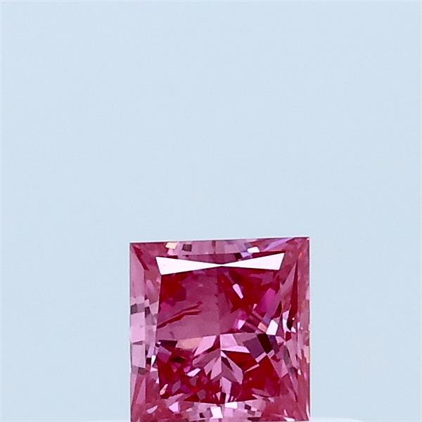 0.30 Carat Princess Lab Grown Diamond, Fancy Vivid Pink Color, VVS1 Clarity