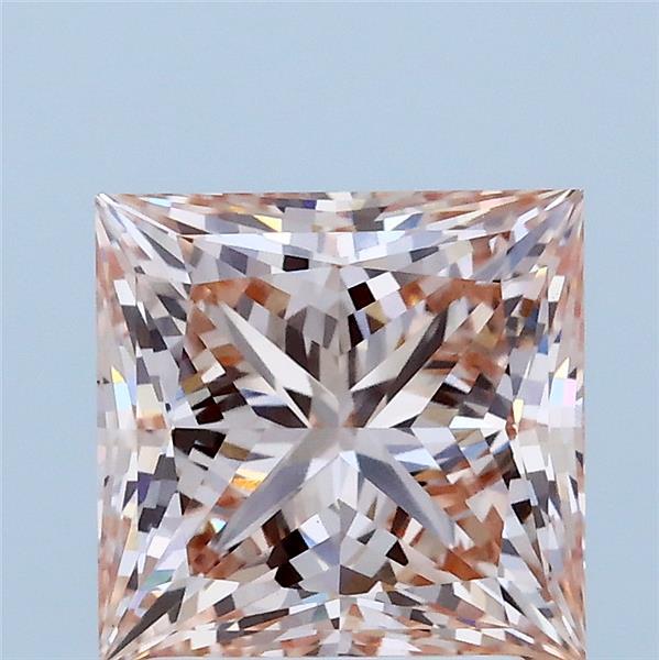 2.51 Carat Princess Lab Grown Diamond, Fancy Intense Pink Color, VS1 Clarity