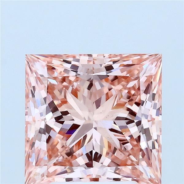 3.01 Carat Princess Lab Grown Diamond, Fancy Intense Pink Color, VS1 Clarity