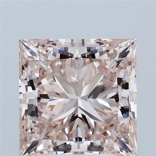 3.05 Carat Princess Lab Grown Diamond, Fancy Intense Pink Color, VVS2 Clarity