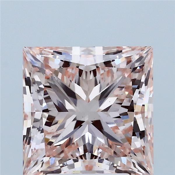 3.53 Carat Princess Lab Grown Diamond, Fancy Intense Pink Color, VS2 Clarity
