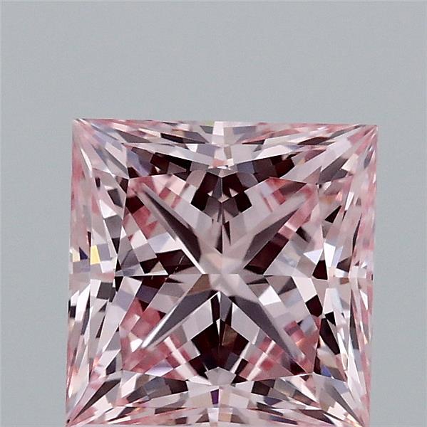 2.03 Carat Princess Lab Grown Diamond, Fancy Intense Pink Color, VS1 Clarity