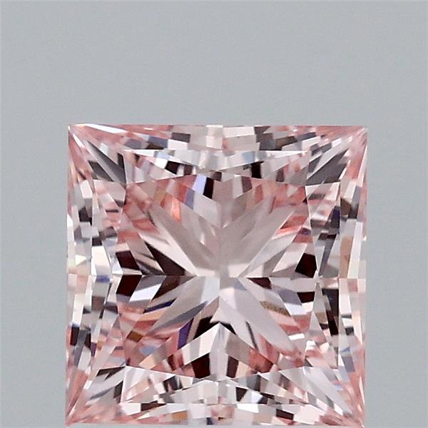1.51 Carat Princess Lab Grown Diamond, Fancy Intense Pink Color, VVS2 Clarity